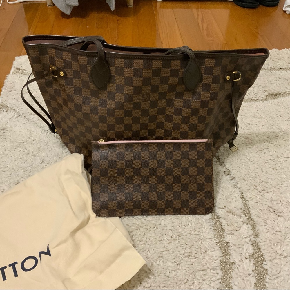 Never full MM damier ebene rose ballerine interior